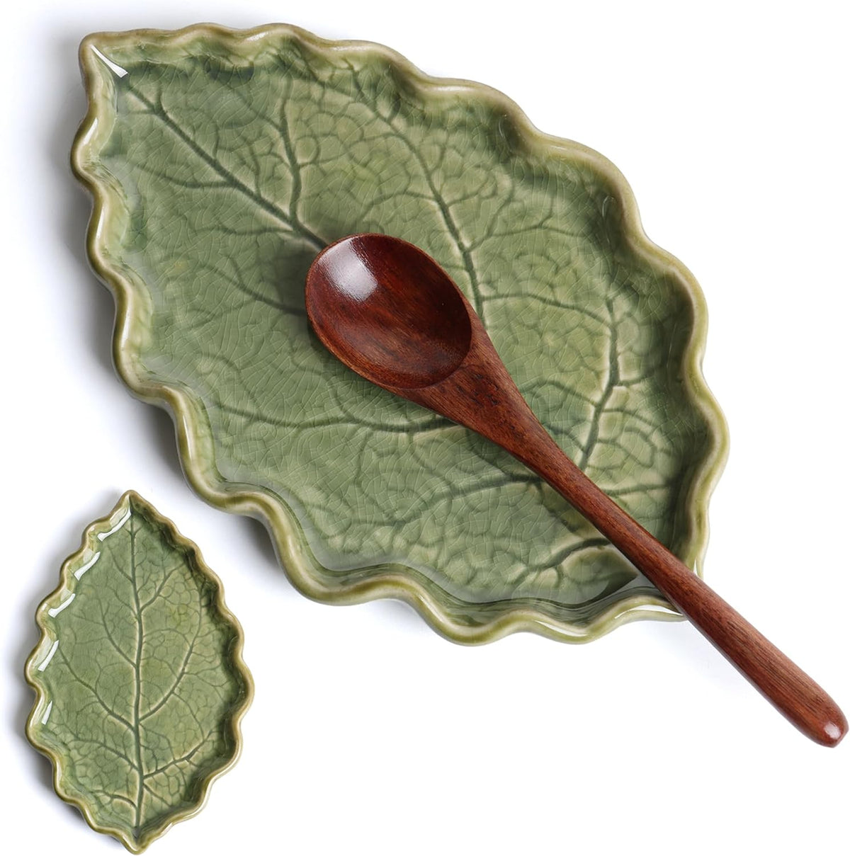 Ceramic Spoon Rest for Stove Top Cute Leaf Spoon Rest for Kitchen Counter