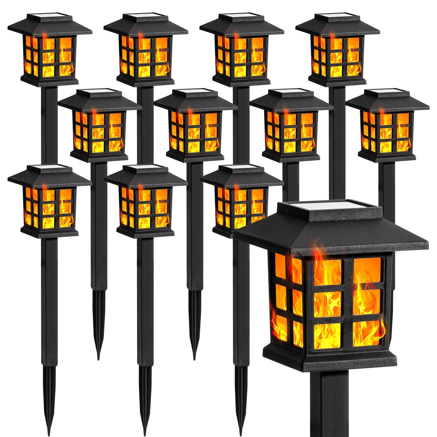GIGALUMI Solar Lights Outdoor Waterproof 12 Pack, LED Garden Decor