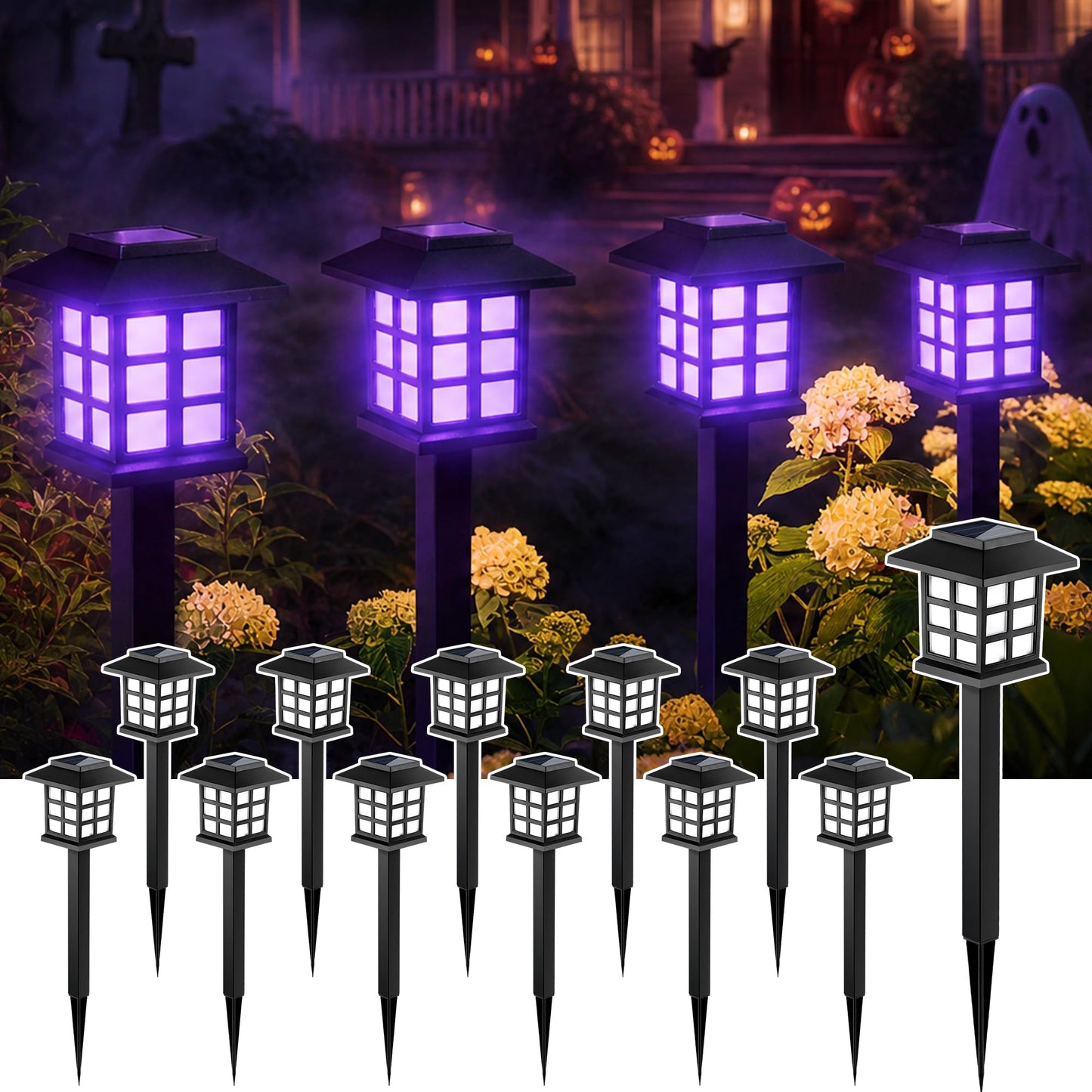 GIGALUMI Solar Lights Outdoor Waterproof 12 Pack, LED Garden Decor