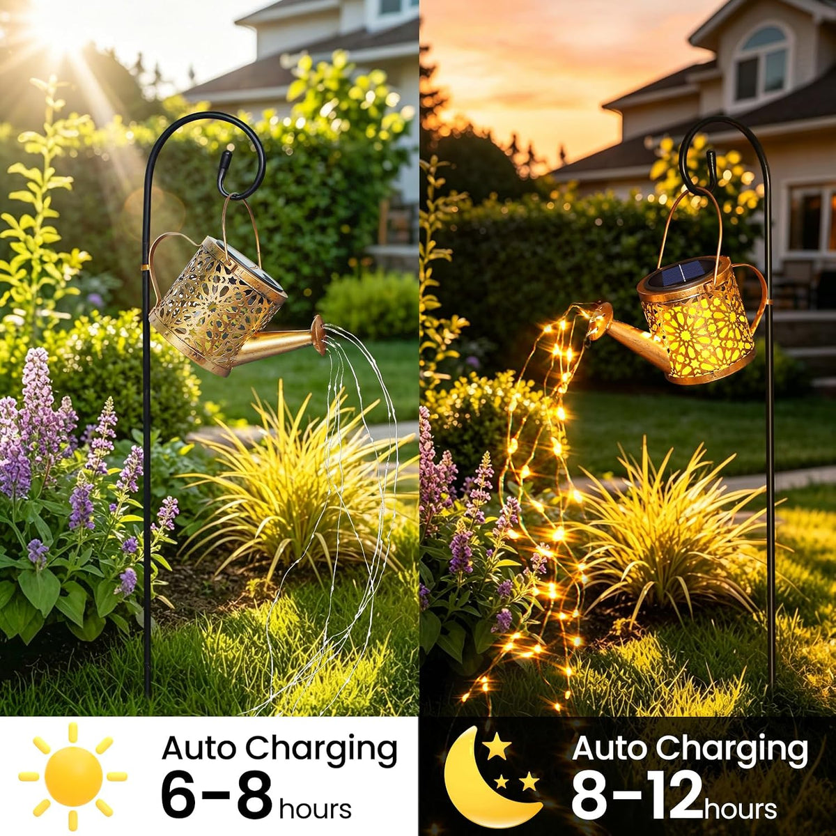 1 Pack Solar Watering Can Lantern, Hanging Light Outdoor Waterproof, Hanging Lantern Decorative, Garden Decoration Gift for Women Mom