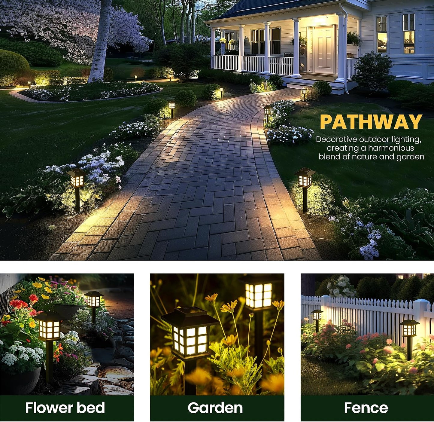 GIGALUMI Solar Lights Outdoor Waterproof 12 Pack, LED Garden Decor